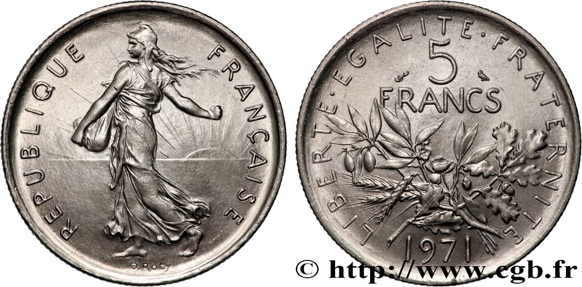 5 francs Semeuse, nickel 1971 Paris F.341/3 MS 