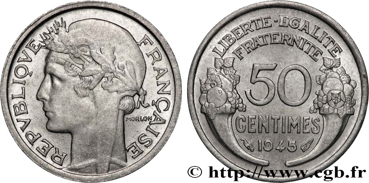 50 centimes Morlon, légère 1945  F.194/5 AU 