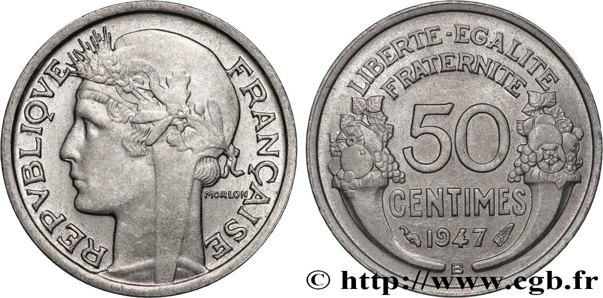 50 centimes Morlon, légère 1947 Beaumont-le-Roger F.194/11 VZ+ 
