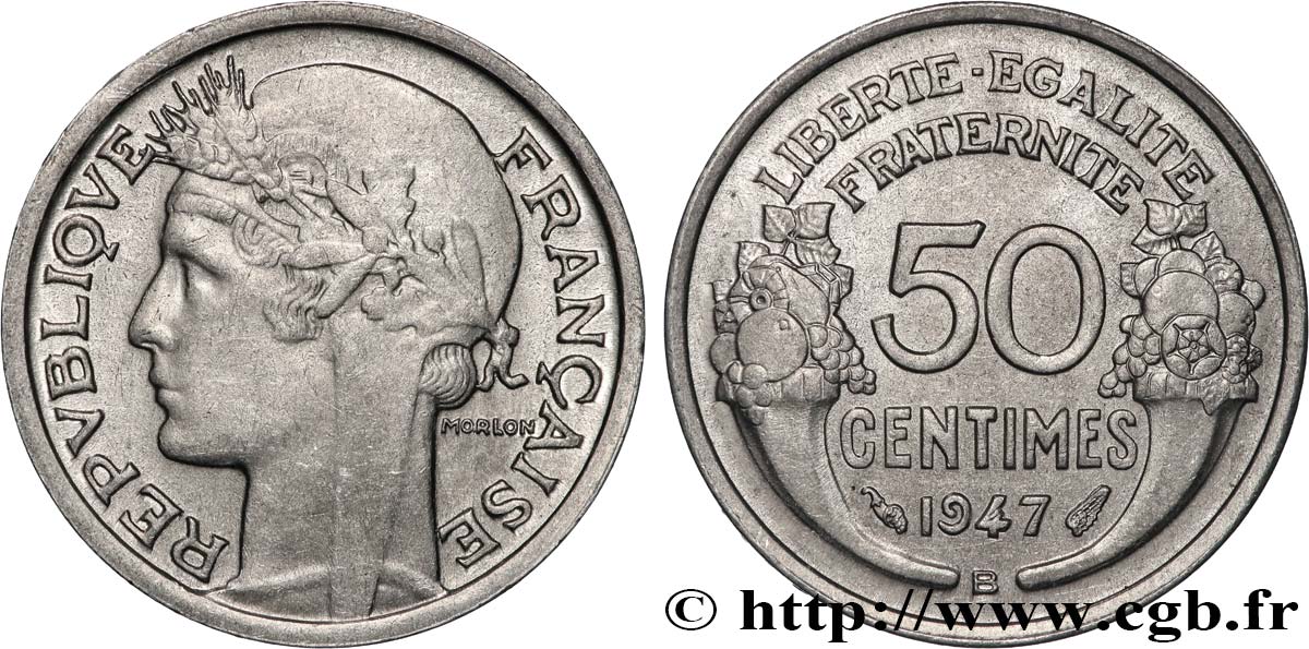 50 centimes Morlon, légère 1947 Beaumont-le-Roger F.194/11 SUP+ 