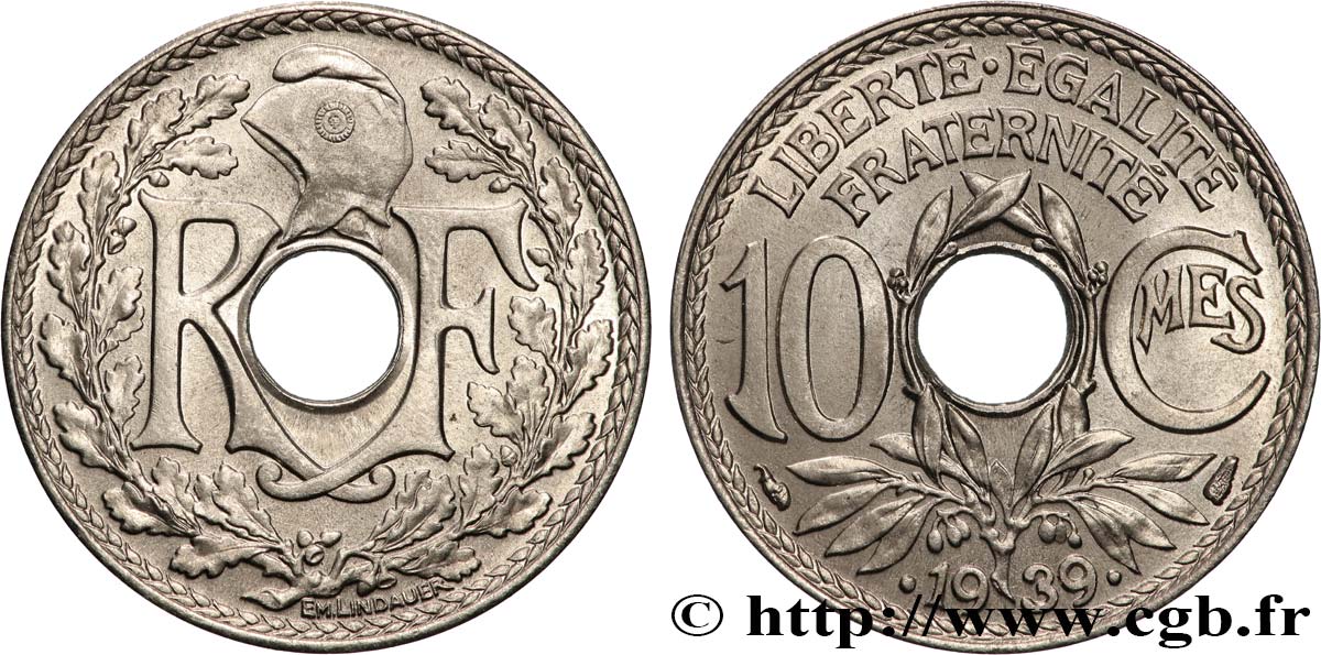 10 centimes Lindauer, maillechort 1939  F.139/3 fST 