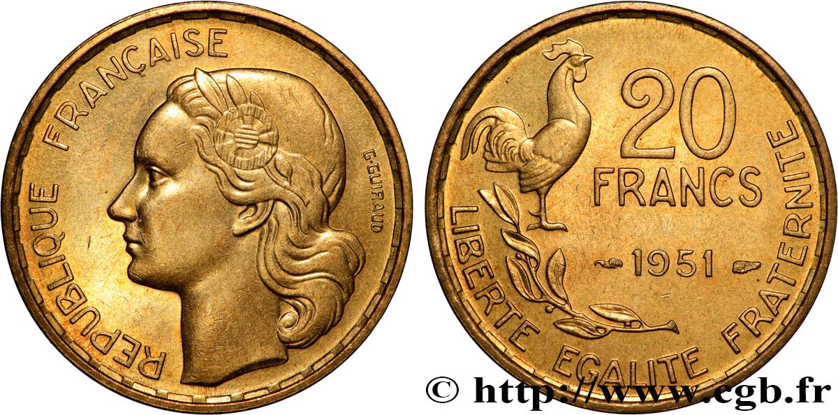 20 francs G. Guiraud 1951  F.402/7 SPL 