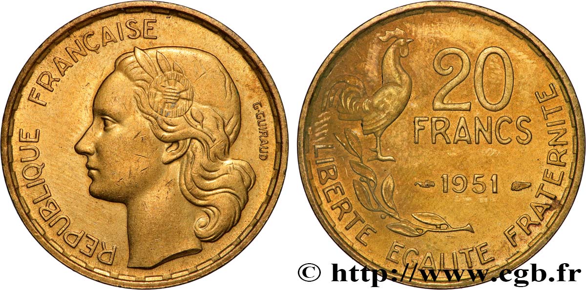 20 francs G. Guiraud 1951  F.402/7 TTB+ 