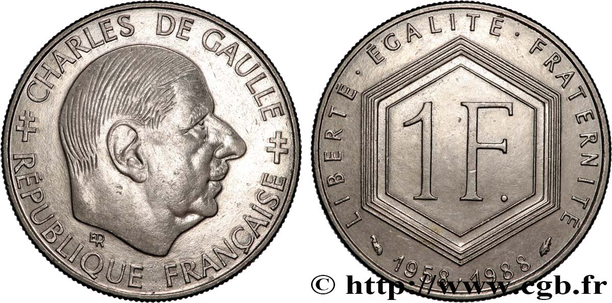 1 franc De Gaulle 1988  F.227/2 EBC+ 