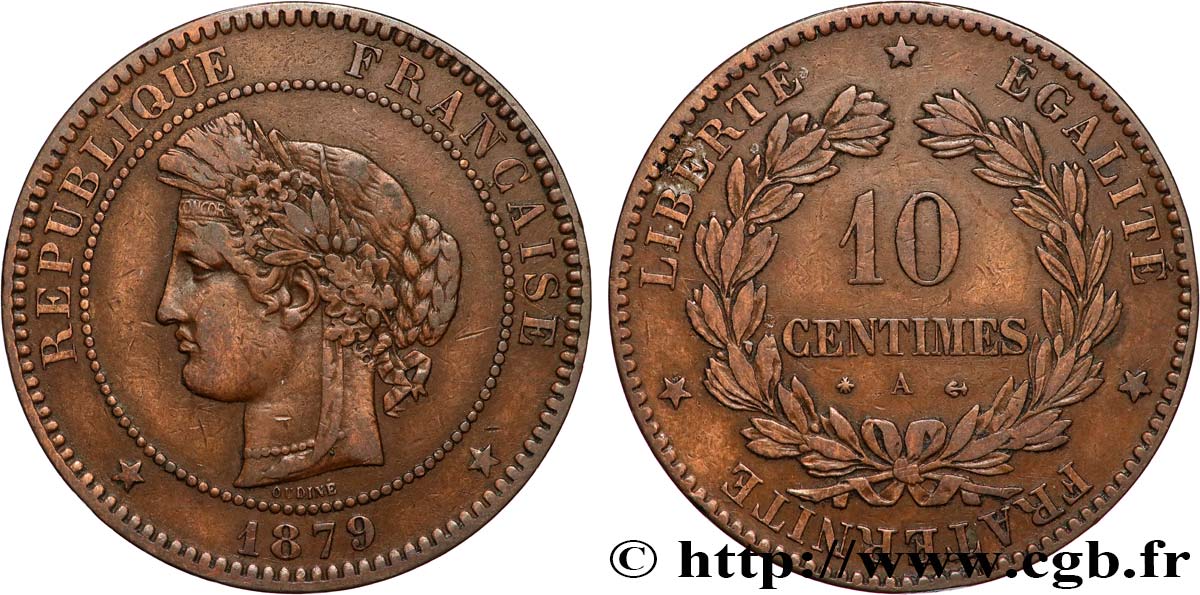 10 centimes Cérès 1879 Paris F.135/22 TB+ 
