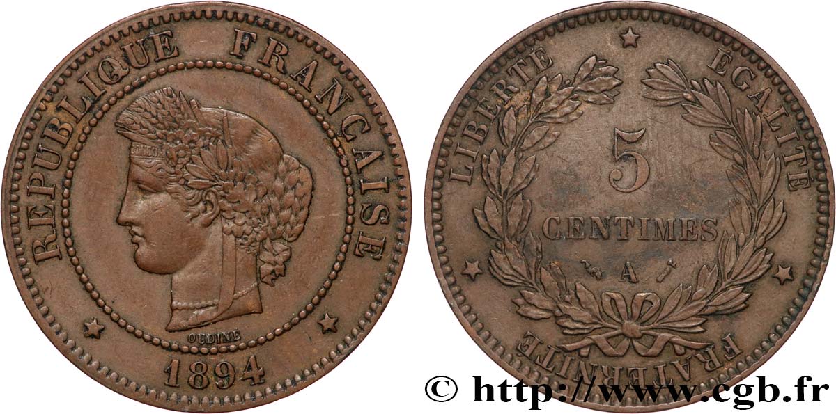 5 centimes Cérès 1894 Paris F.118/36 TTB+ 