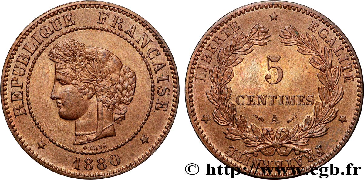 5 centimes Cérès 1880 Paris F.118/21 VZ+ 
