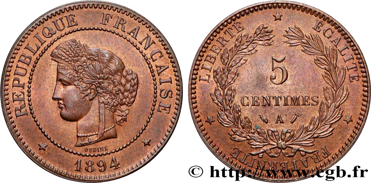 5 centimes Cérès 1894 Paris F.118/36 SUP62 