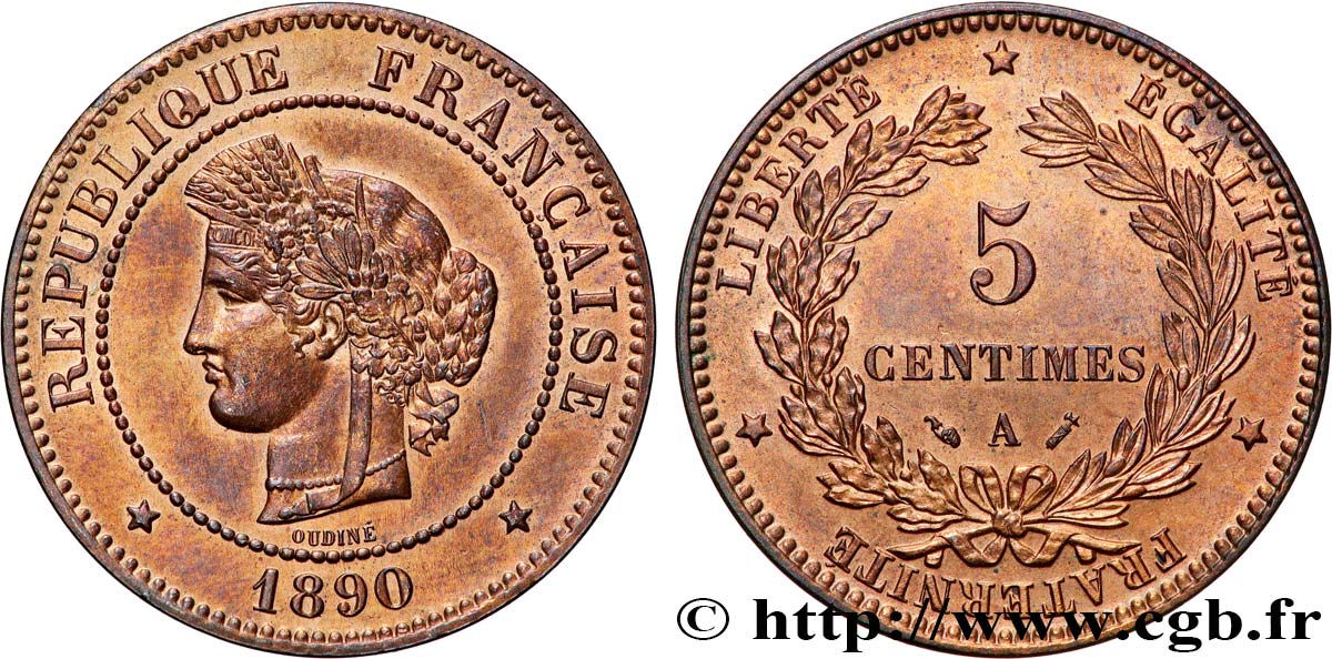 5 centimes Cérès 1890 Paris F.118/32 SUP+ 