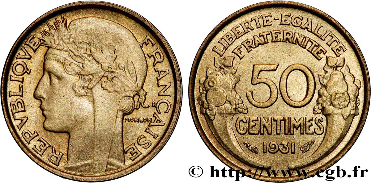 50 centimes Morlon, avec raisin sans fruit 1931  F.192/4 MS65 