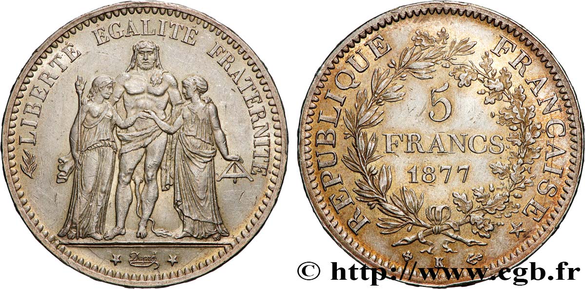 5 francs Hercule 1877 Bordeaux F.334/20 AU 