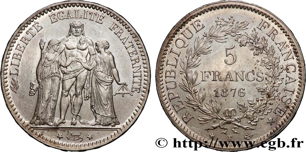 5 francs Hercule 1876 Bordeaux F.334/18 SUP 
