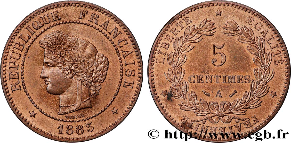 5 centimes Cérès 1883 Paris F.118/24 SPL64 