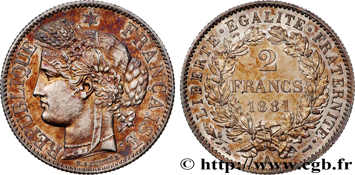 2 francs Cérès, avec légende 1881 Paris F.265/12 SUP+ 