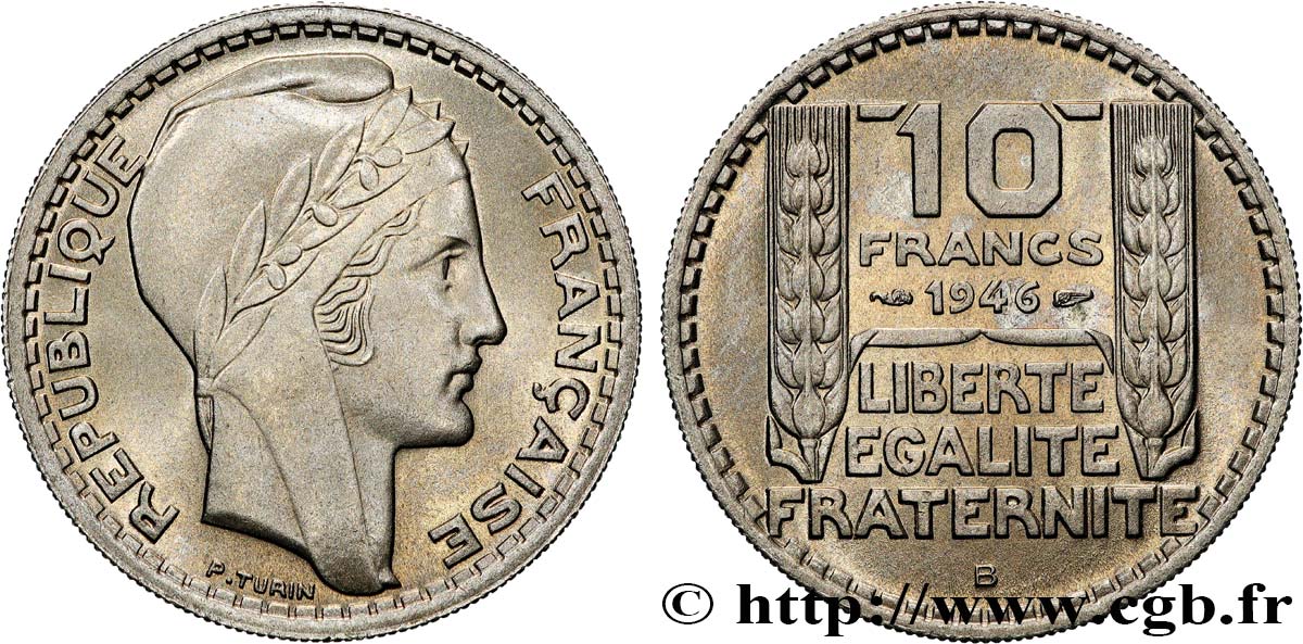 10 francs Turin, grosse tête, rameaux courts 1946 Beaumont-Le-Roger F.361A/3 SC+ 