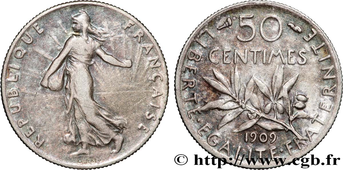 50 centimes Semeuse 1909  F.190/16 BC 