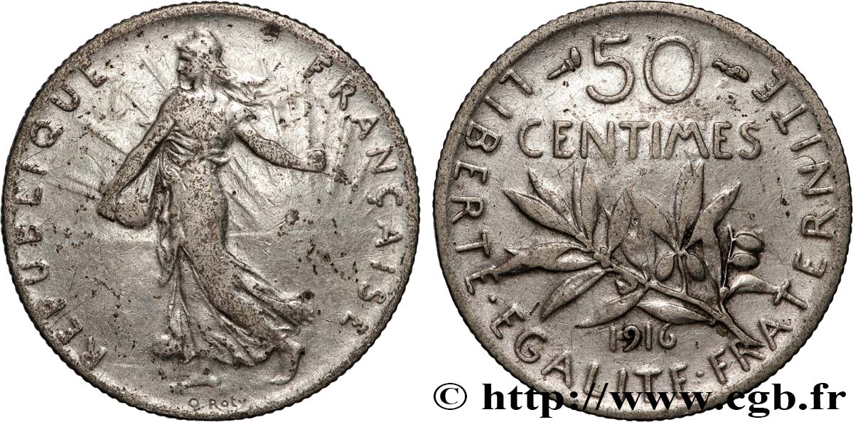 50 centimes Semeuse 1916  F.190/23 TTB 