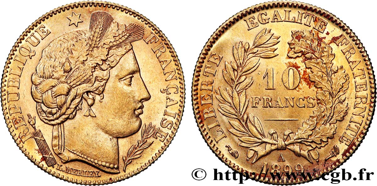 10 francs or Cérès, Troisième République 1899 Paris F.508/5 SUP+ 