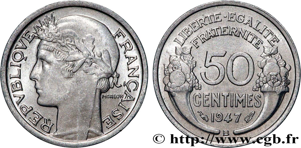 50 centimes Morlon, légère 1947 Beaumont-le-Roger F.194/11 SUP+ 