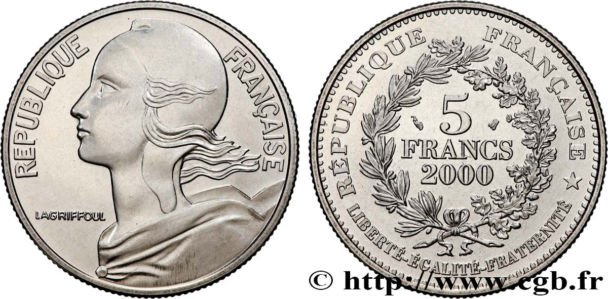 5 francs La Marianne de Lagriffoul 2000 Paris F.355/1 SPL 