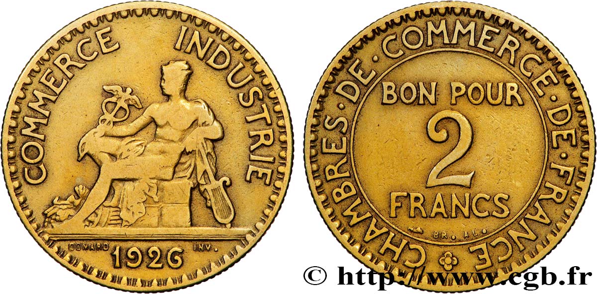 2 francs Chambres de Commerce 1926  F.267/8 VG 