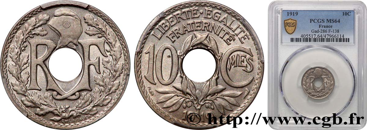 10 centimes Lindauer 1919  F.138/3 MS64 PCGS