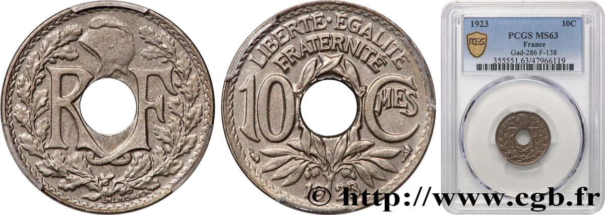 10 centimes Lindauer 1923  F.138/8 SC63 PCGS