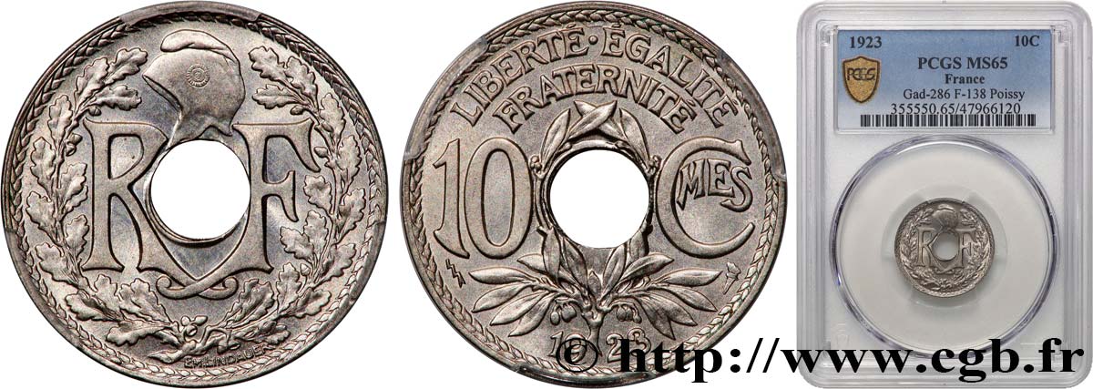 10 centimes Lindauer 1923 Poissy F.138/9 FDC65 PCGS