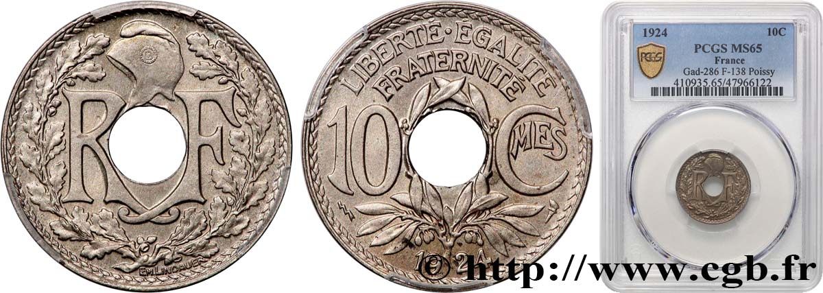 10 centimes Lindauer 1924 Poissy F.138/11 FDC65 PCGS