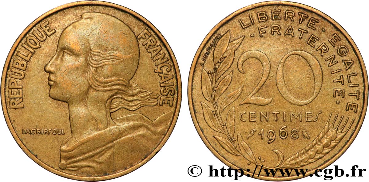 20 centimes Marianne 1968 Paris F.156/8 TB+ 