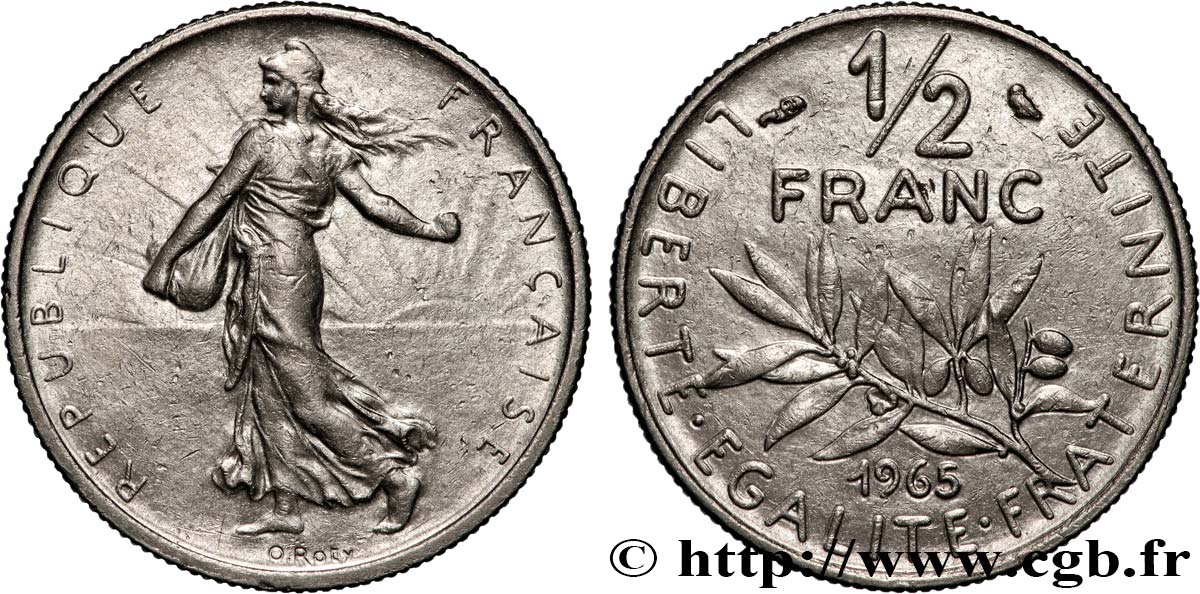 1/2 franc Semeuse 1965 Paris F.198/3 BC+ 