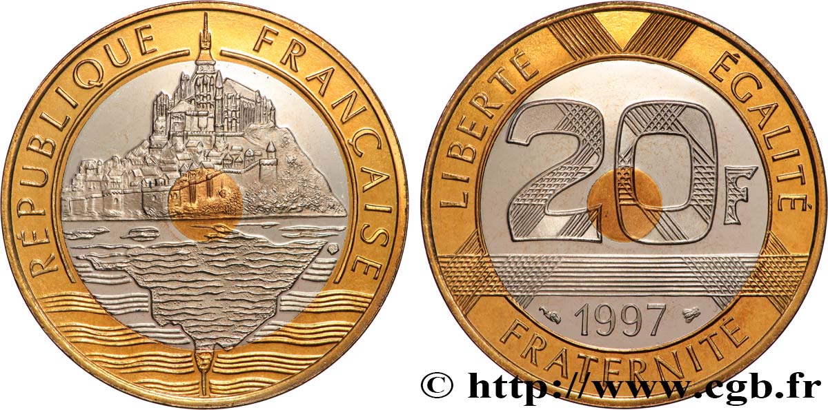 20 francs Mont Saint-Michel, BE (Belle Épreuve) 1997 Pessac F.403/13 var. ST 