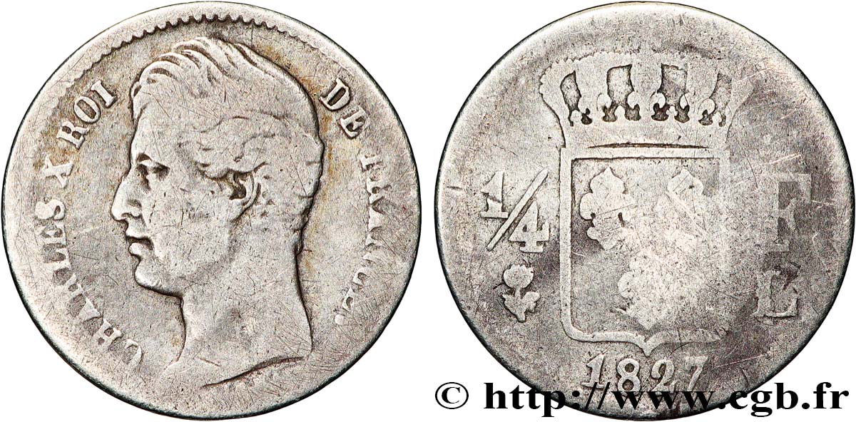 1/4 franc Charles X 1827 Bayonne F.164/15 B 