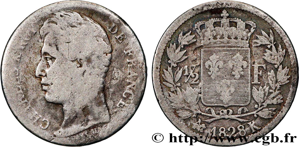 1/2 franc Charles X 1828 Bordeaux F.180/31 B 