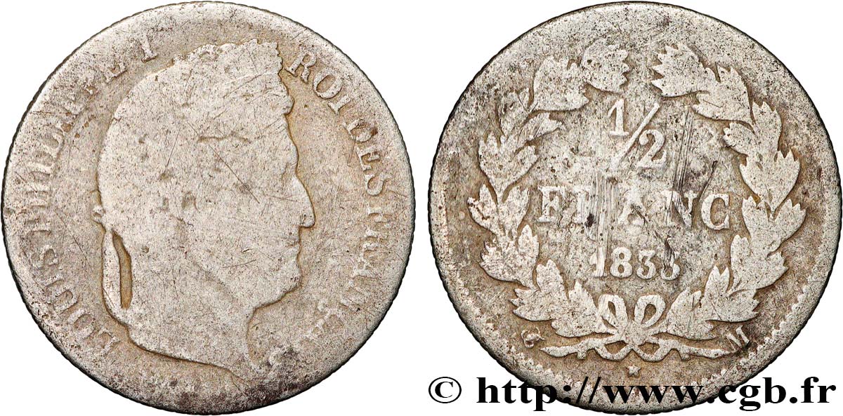 1/2 franc Louis-Philippe 1833 Toulouse F.182/36 B 