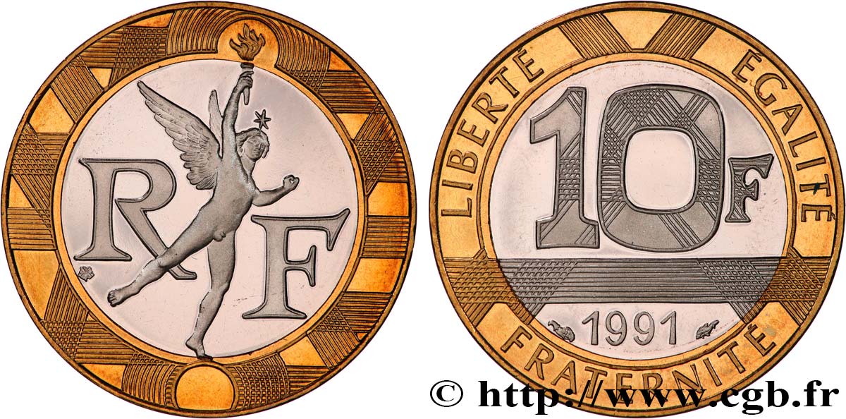 10 francs Génie de la Bastille, BE (Belle Épreuve) 1991 Pessac F.375/6 var. FDC 