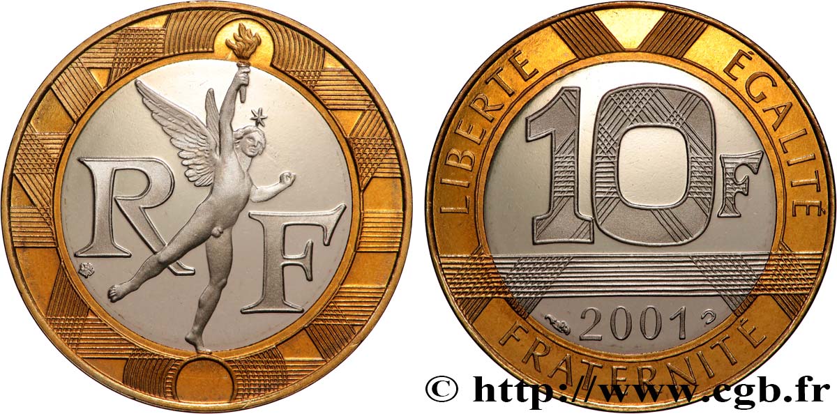 10 francs Génie de la Bastille, BE (Belle Épreuve) 2001 Pessac F.375/18 var. FDC 