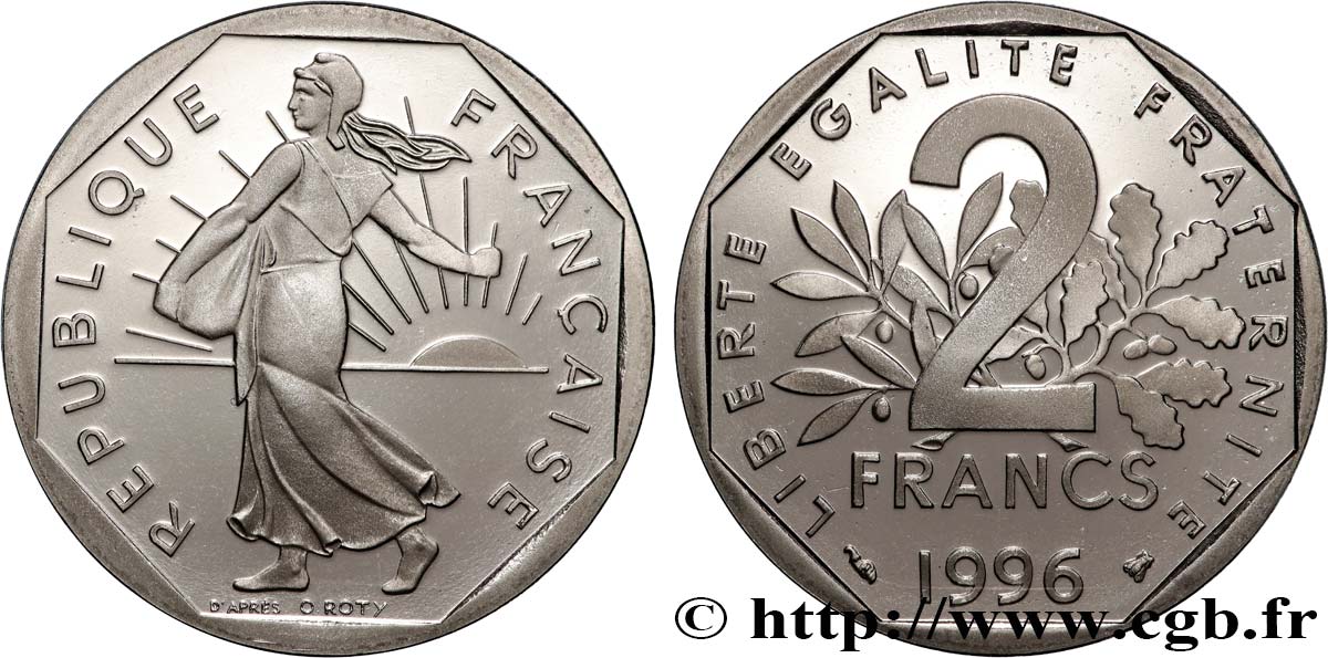 2 francs Semeuse, nickel, BE (Belle Épreuve) 1996 Pessac F.272/24 var. MS 