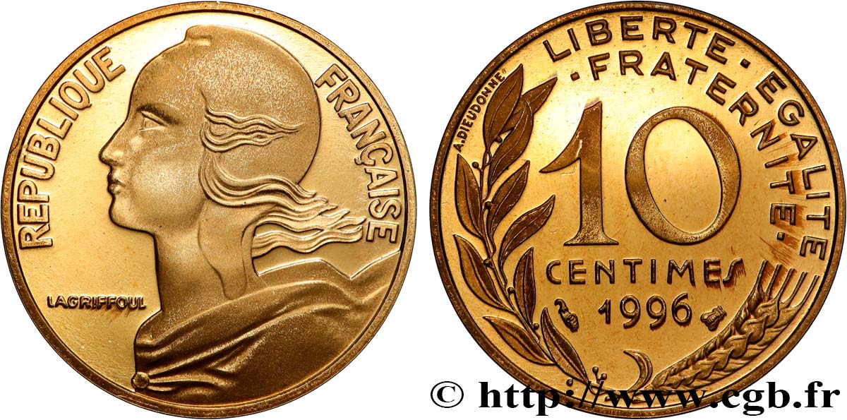 10 centimes Marianne, BE (Belle Épreuve) 1996 Pessac F.144/40 var. FDC 