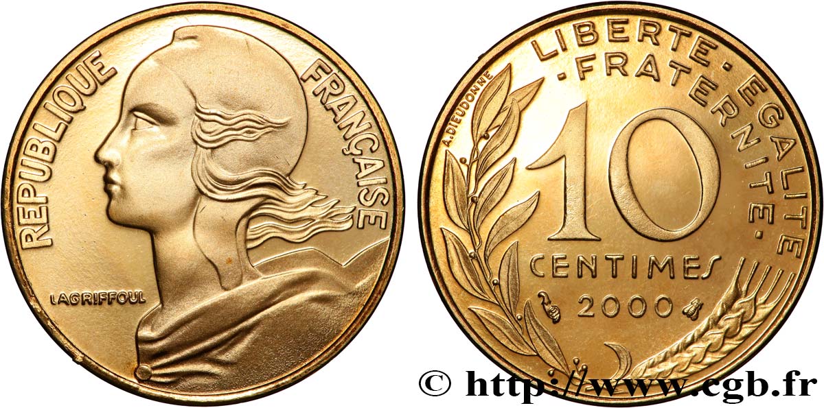 10 centimes Marianne, BE (Belle Epreuve) 2000 Pessac F.144/44 var. FDC 