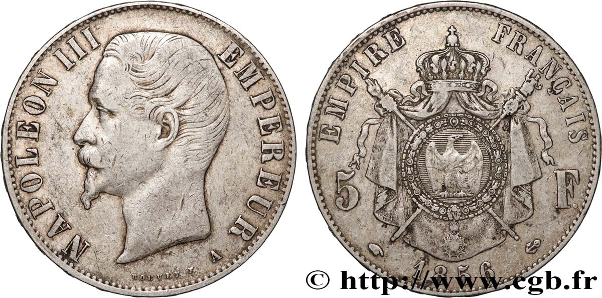 5 francs Napoléon III, tête nue 1856 Paris F.330/6 XF 
