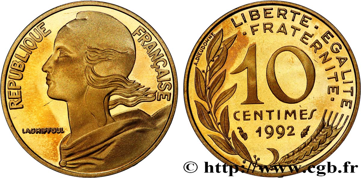 10 centimes Marianne, Belle Épreuve 1992 Pessac F.144/33 var. FDC 