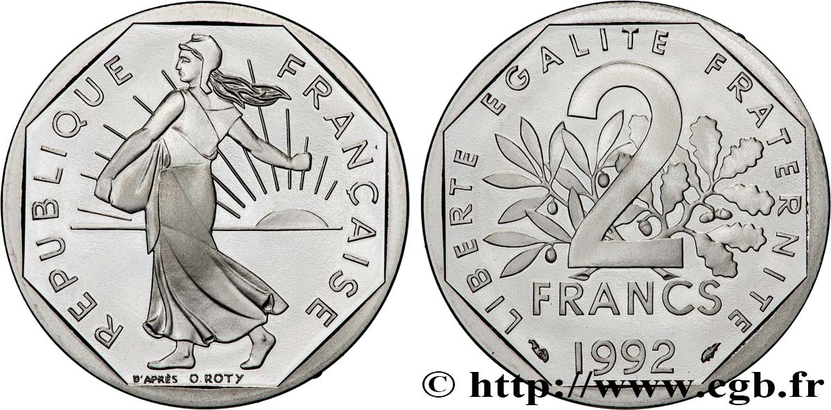 2 francs Semeuse, nickel, Belle Épreuve 1992 Pessac F.272/17 var. FDC 