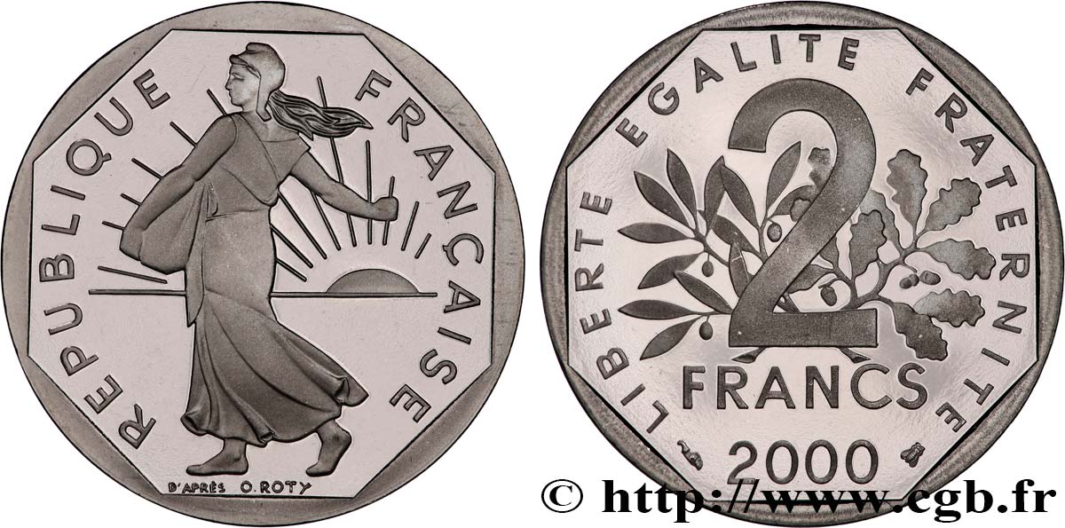 2 francs Semeuse, nickel, BE (Belle Épreuve) 2000 Pessac F.272/28 var. ST 