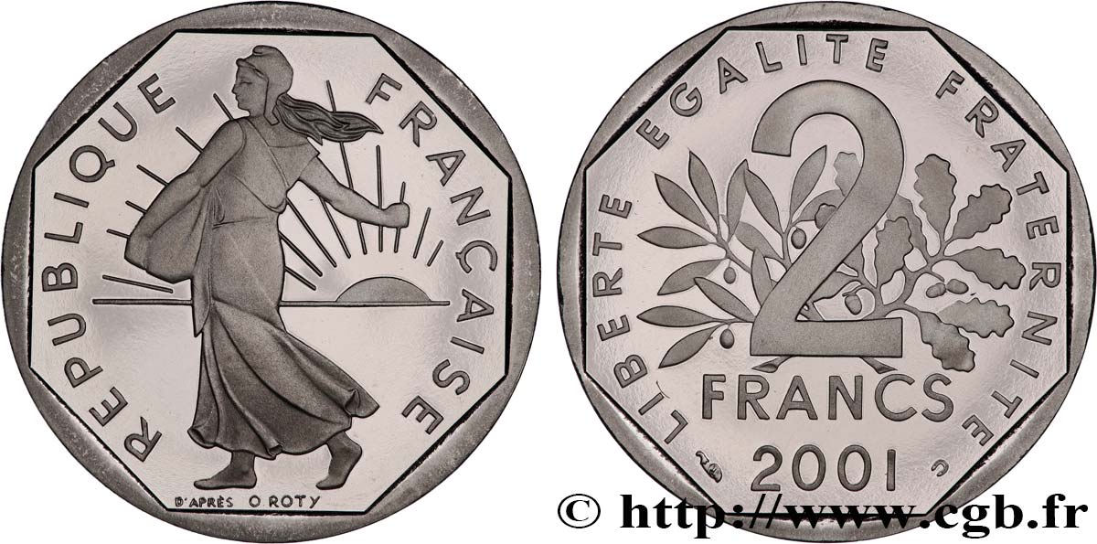 2 francs Semeuse, nickel, BE (Belle Épreuve) 2001 Pessac F.272/29 var. ST 