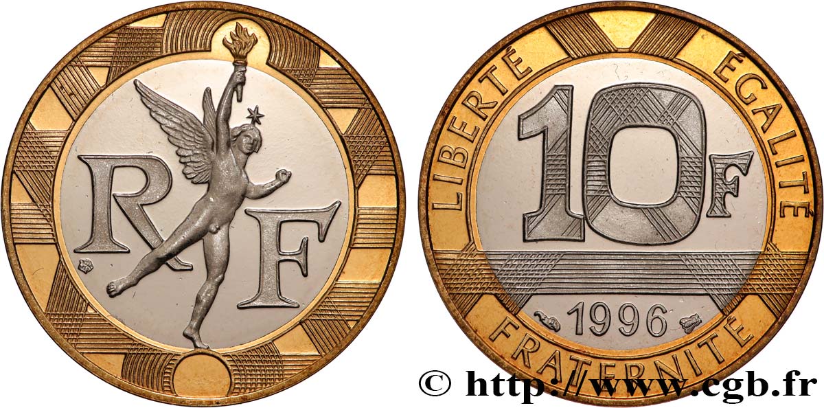 10 francs Génie de la Bastille, BE (Belle Épreuve) 1996 Pessac F.375/13 var. FDC 