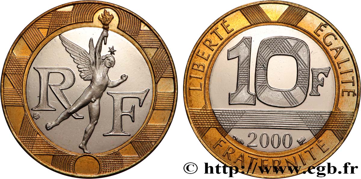 10 francs Génie de la Bastille, BE (Belle Épreuve) 2000 Pessac F.375/17 var. ST 