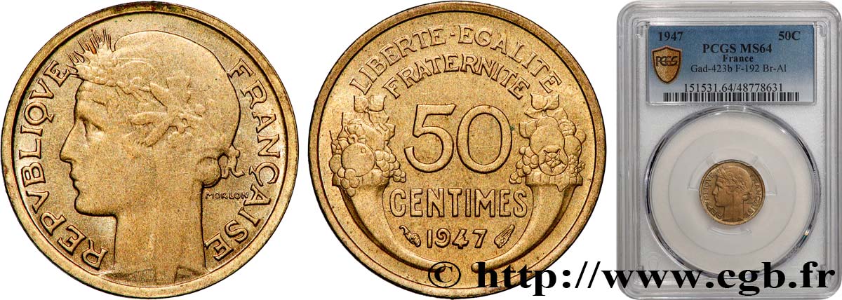 50 centimes Morlon 1947  F.192/19 SPL64 PCGS