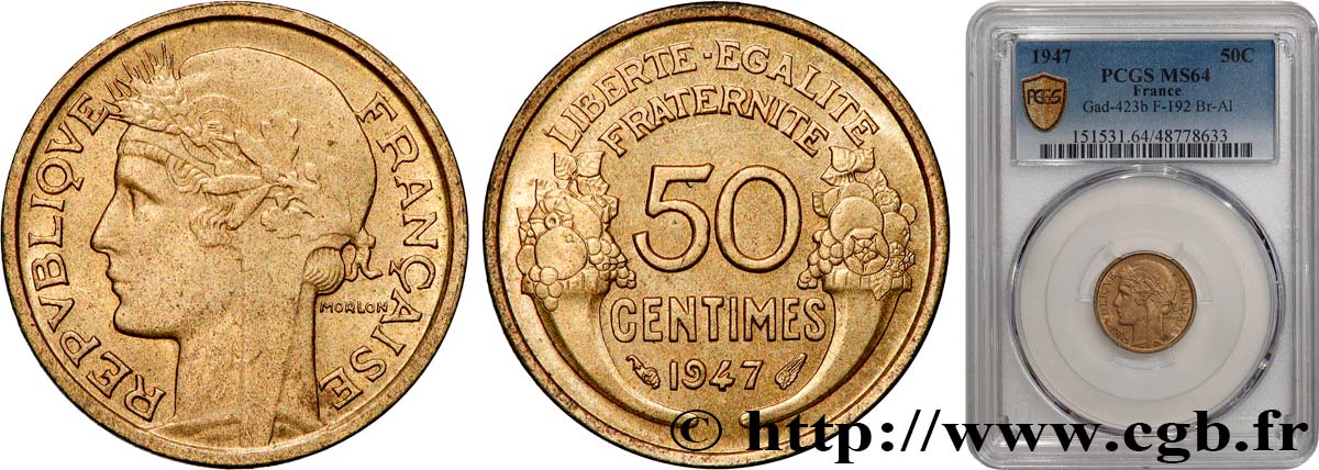 50 centimes Morlon 1947  F.192/19 SPL64 PCGS