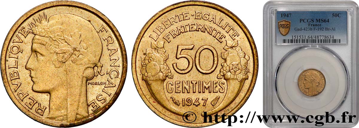 50 centimes Morlon 1947  F.192/19 SPL64 PCGS